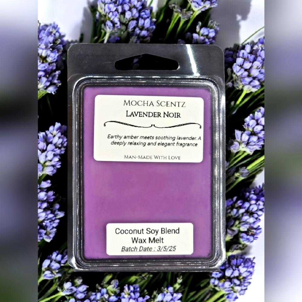 Handmade 2oz Lavender Noir Wax Coconut/Soy Wax Melt - Purple